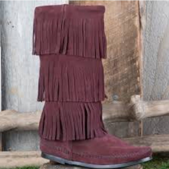Minnetonka Shoes - Minnetonka || Fringe Boots in Raisin